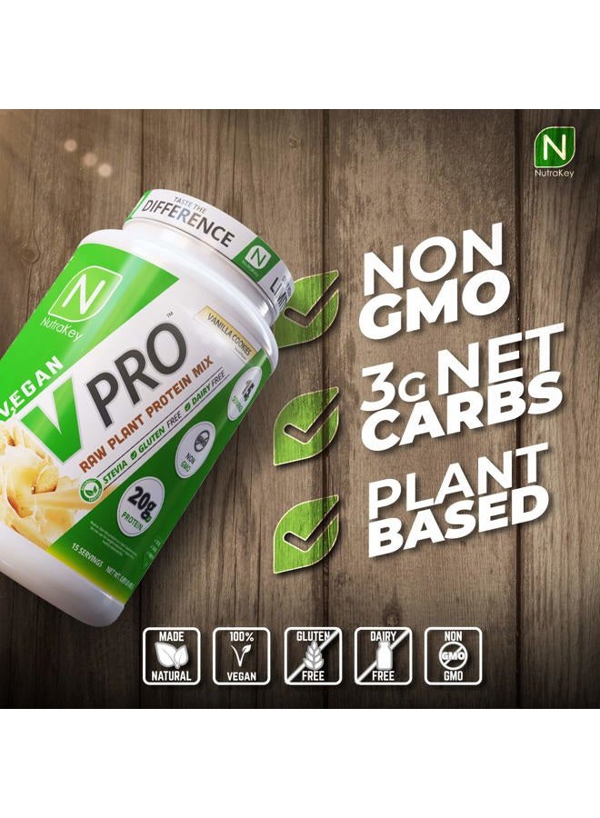 NutraKey V-Pro, Raw Plant Protein Powder, Organic, Vegan, Low Carb, Gluten Free with with 20g of Protein (Vanilla Cookie) 1.78-Pound. - Image 3