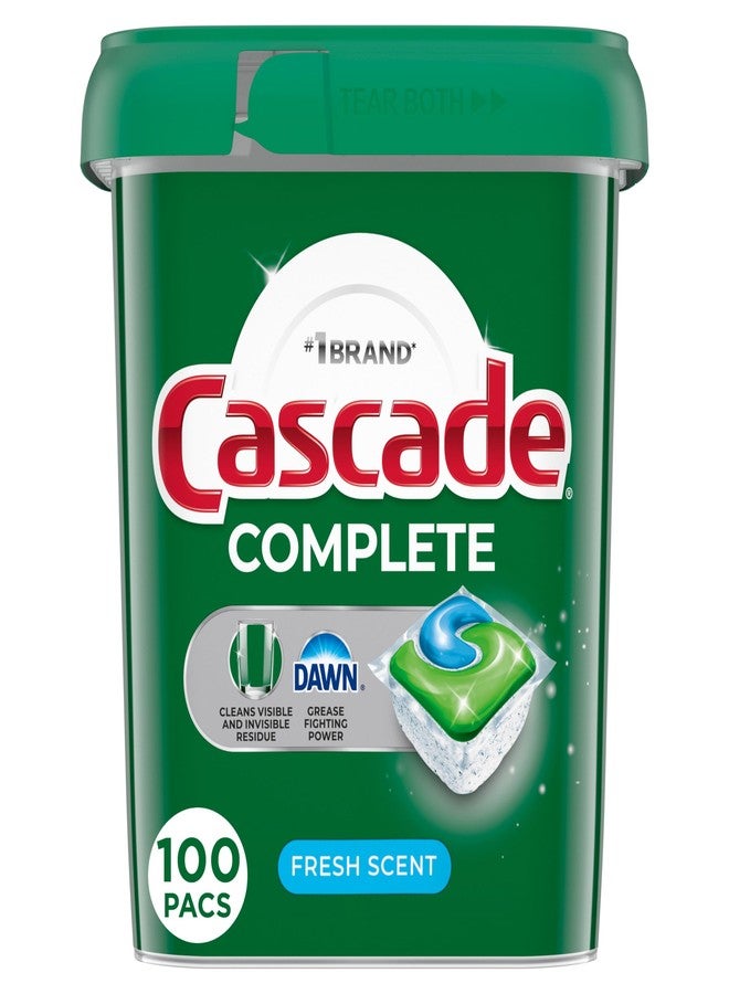 Cascade Complete Dishwasher Pods, Dishwasher Detergent, Dish Detergent Tab Tablets, Fresh, 100 Count - Image 1