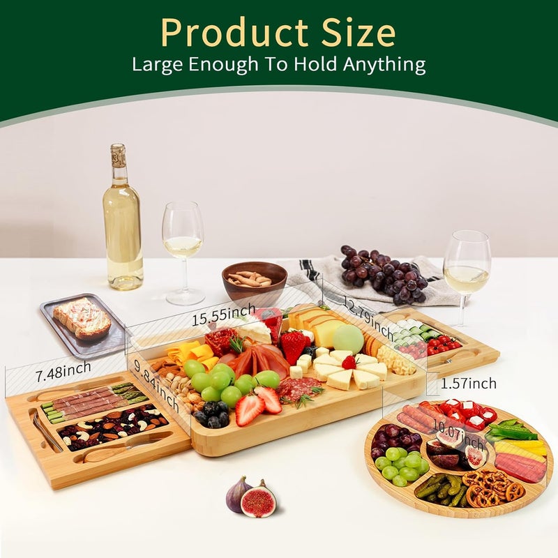 YZS Housm YZS Charcuterie Board Set Cheese Board  Knife Set with Cheese Tray Large Bamboo Platter for Cheese  Meat  Gift for Women Couples Wedding Anniversary Housewarming - Image 5