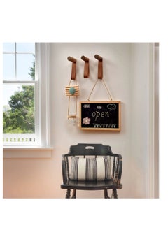 Y&D 3 Pack Wooden Coat Hooks, Black Walnut,Entryway Wall Hangers, Pegs Mounted Vintage Single Hangers with PU Leather Straps for Hanging Coats Hats Bags Towels(16cm*8.6cm *3cm)  - Image 5