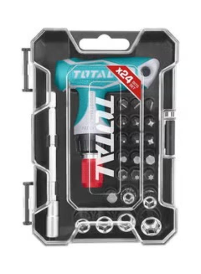 TOTAL 24-Piece T-Handle Wrench Screwdriver Set Blue/Grey/Black 6.35mm - Image 1