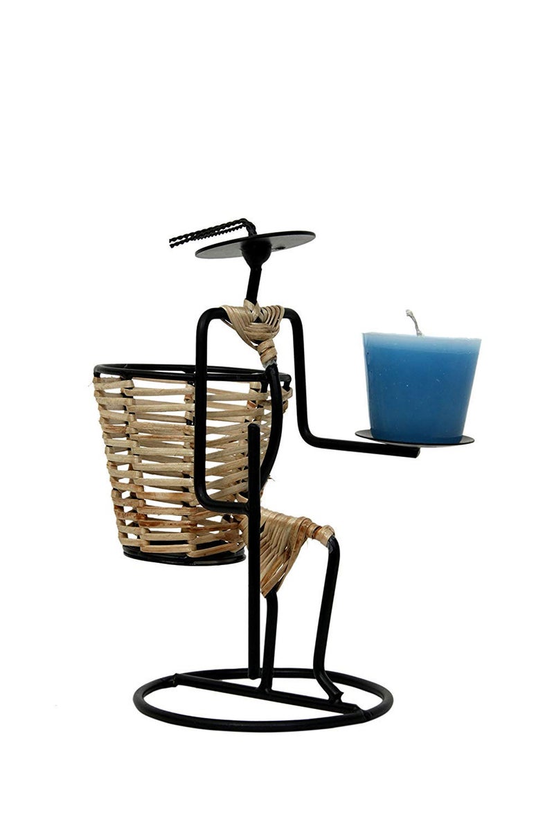Puja N Pujari Puja N Pujari Basket Lady Metal Tea Light Candle HolderCandle Stand for Home Decor and Gift  - Image 2