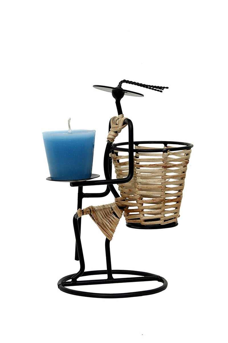 Puja N Pujari Puja N Pujari Basket Lady Metal Tea Light Candle HolderCandle Stand for Home Decor and Gift  - Image 4