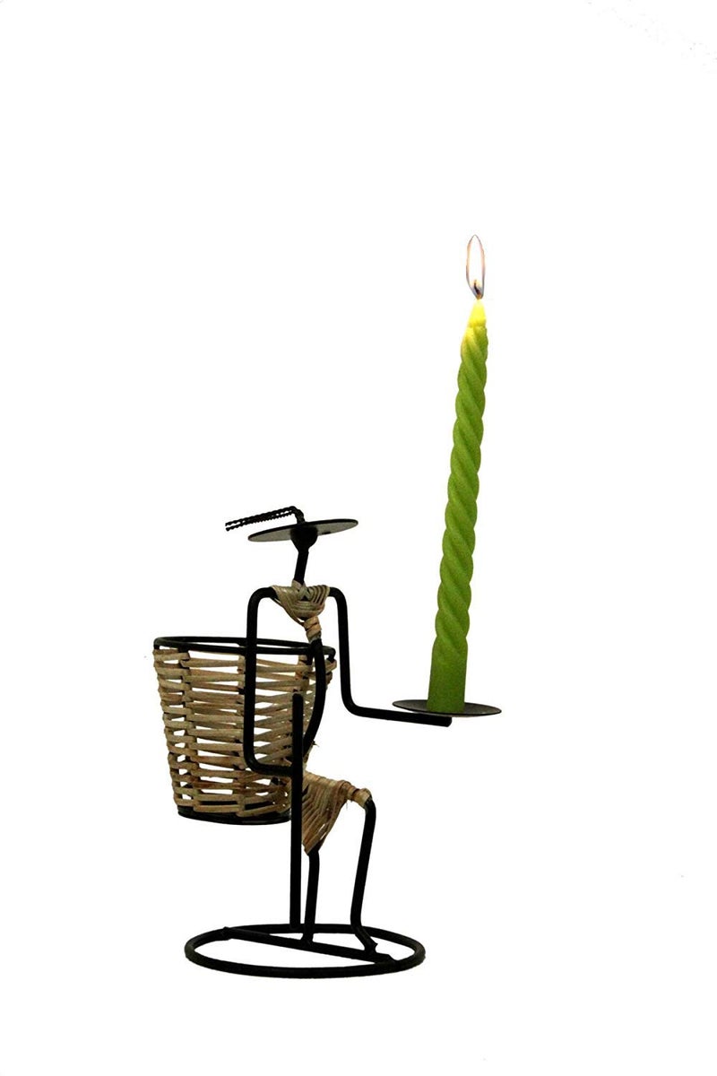 Puja N Pujari Puja N Pujari Basket Lady Metal Tea Light Candle HolderCandle Stand for Home Decor and Gift  - Image 3