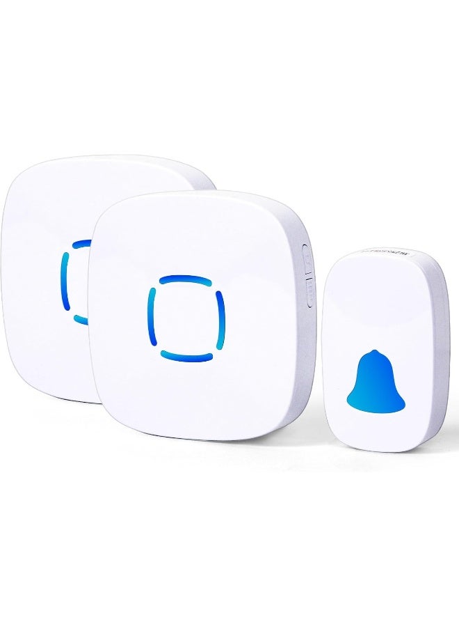 Wireless Doorbell Set, Villa Doorbell With 1 Call Button & 2 Receiver, Waterproof Wireless Doorbell Adjustable Volume, Home Door Bell With Sound