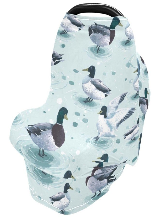 Pigsaly Cute Mallard Ducks Baby Car Seat Covers Farmhouse Animals Carseat Canopy Soft Infant Stroller Cover Nursing Breastfeeding Covers for Girls Boys Newborn Fit Summer Spring Autumn - Image 2