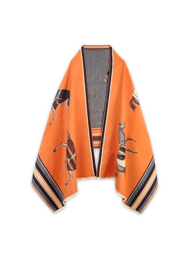 EXTREE - Scarfs For Women Pashmina Silky Shawl Wrap For Evening Dressing Horse Scarf Blanket Open Front Poncho Cape - Image 1