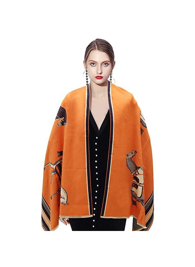 EXTREE - Scarfs For Women Pashmina Silky Shawl Wrap For Evening Dressing Horse Scarf Blanket Open Front Poncho Cape - Image 1