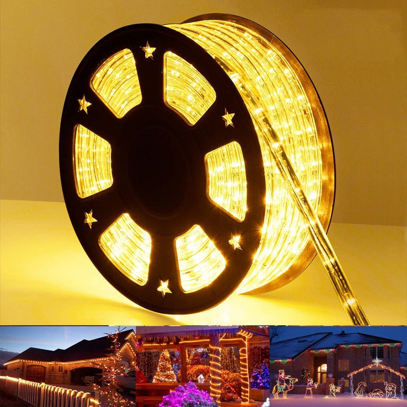 100ft LED Rope Lights Outdoor, 720 LED Connectable and Flexible Tube Lights with 8 Modes, Waterproof LED Rope Lighting for Garden, Patio, Pool, Bedroom, Party, Indoor Outdoor Decoration (Warm White)