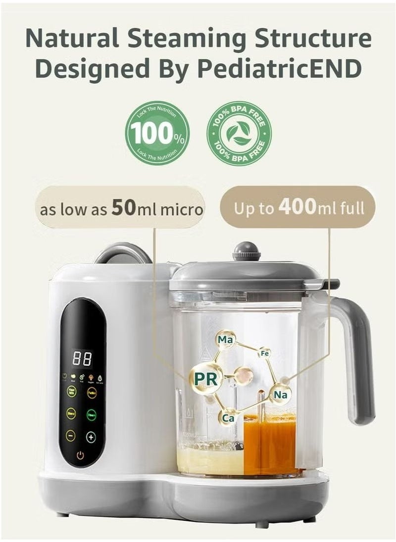 8-in-1 Baby Food Processor Baby Food Steamer Blender with Self Cleans Touch Screen Control Lcd Display for Infants All-in-One Toddlers Puree Meal Mills Machine, Auto Cooking & Stirring, Bpa Free