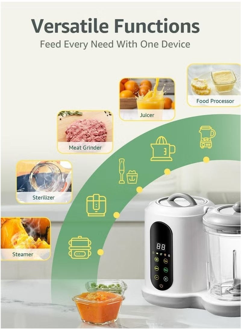 XiuWoo 8-in-1 Baby Food Processor Baby Food Steamer Blender with Self Cleans Touch Screen Control Lcd Display for Infants All-in-One Toddlers Puree Meal Mills Machine, Auto Cooking & Stirring, Bpa Free  - Image 5