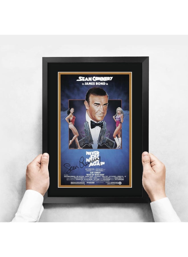 HWC Trading HWC Trading James Bond - Never Say Never Again Sean Connery 16 x 12 inch Gifts Printed Poster Signed Autograph Picture for Movie Memorabilia Fans - 16" x 12" Framed  - Image 3