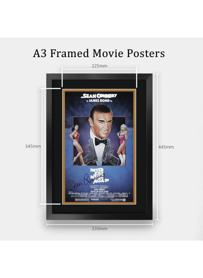 HWC Trading HWC Trading James Bond - Never Say Never Again Sean Connery 16 x 12 inch Gifts Printed Poster Signed Autograph Picture for Movie Memorabilia Fans - 16" x 12" Framed  - Image 2