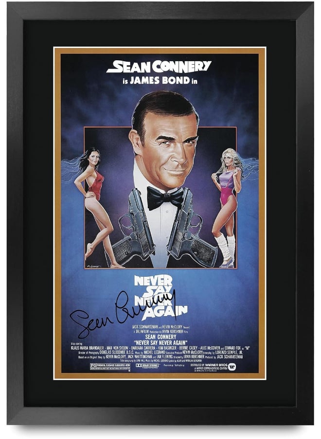 HWC Trading HWC Trading James Bond - Never Say Never Again Sean Connery 16 x 12 inch Gifts Printed Poster Signed Autograph Picture for Movie Memorabilia Fans - 16" x 12" Framed  - Image 1