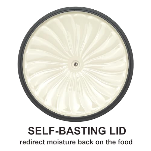 NSIRONS Enameled Cast Iron Braiser, 3.8 Quart Enamel Dutch Oven with Handles, Cast Iron Braiser Pan with Lid,Enameled Cookware (White) - Image 4