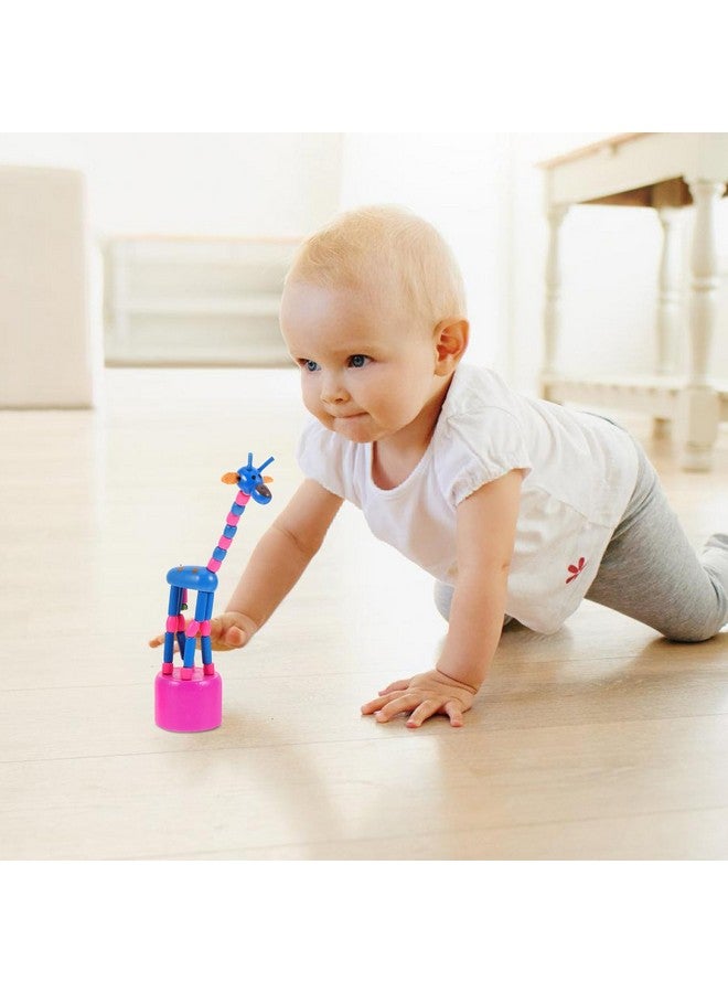 STOBOK Wooden Giraffe Figurine Toy,5pcs Giraffe Thumb Push Puppets Dancing Rocking Giraffe Finger Puppets Push Up Toys for Boys Kids Girls - Image 5