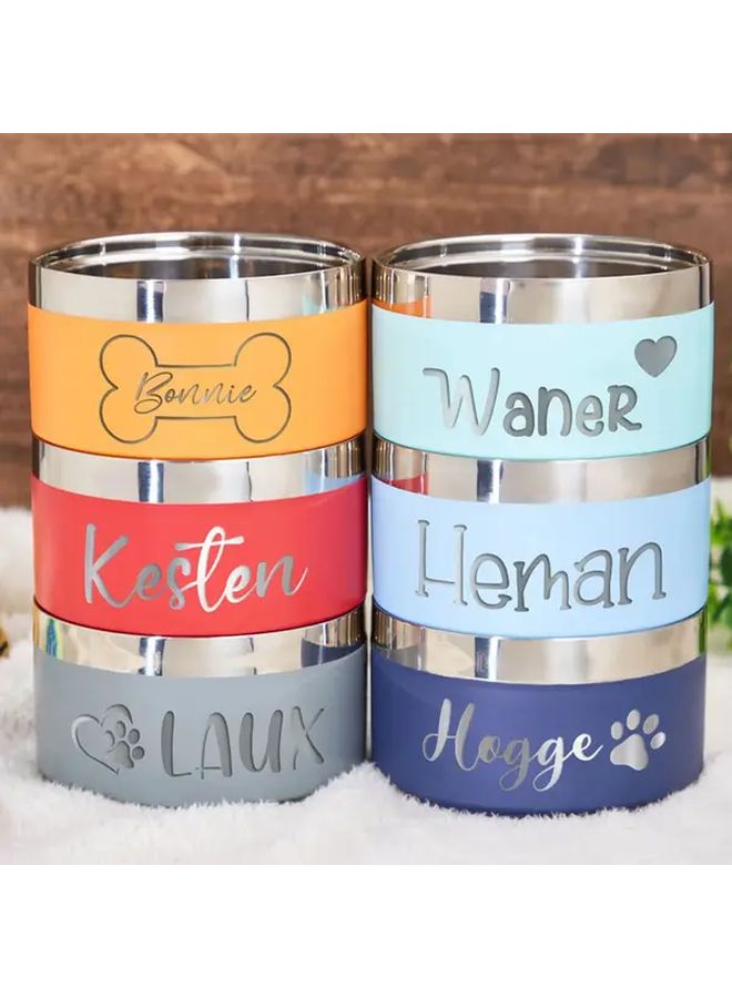 وعاء طعام وماء للكلاب معزول من الفولاذ المقاوم للصدأ مع نقش شخصي، باللون الأزرق الداكن - Image 5