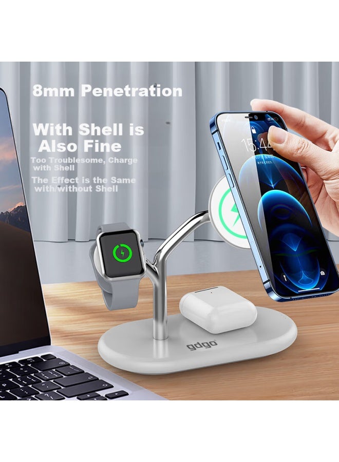Gdgo Apple Mfi Certified Apple Three-in-one Wireless Charger Magsafe Magnetic S10 Watch Four-in-one Mfm Base For Iphone 16 Phone - Image 2
