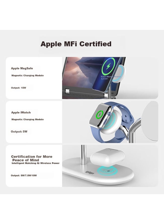 Gdgo Apple Mfi Certified Apple Three-in-one Wireless Charger Magsafe Magnetic S10 Watch Four-in-one Mfm Base For Iphone 16 Phone - Image 3