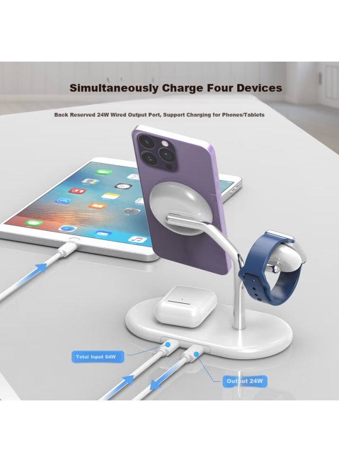 Gdgo Apple Mfi Certified Apple Three-in-one Wireless Charger Magsafe Magnetic S10 Watch Four-in-one Mfm Base For Iphone 16 Phone - Image 4