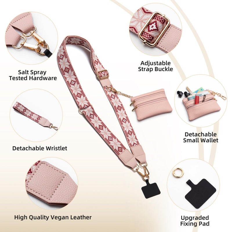 CUEDM Cell Phone Lanyard Crossbody,Adjustable Cell Phone Strap with Detachable Wristlet for Hands-Free Occasions,Clip and Go Strap for Phone with Wallet Crossbody - Image 4