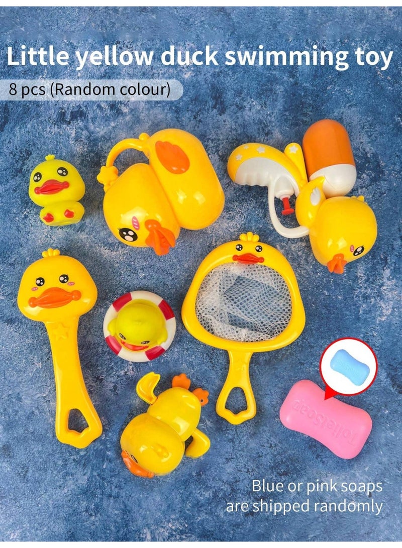 Adorable 8-Piece Little Yellow Duck Bath Toy Set for Kids – Made from Safe, Non-Toxic ABS Material for Smooth and Gentle Skin – Perfect for Splashing and Playing in the Tub or Pool, Encouraging Fun and Imaginative Bath Time for Toddlers Aged 18 Months and Up - Image 5