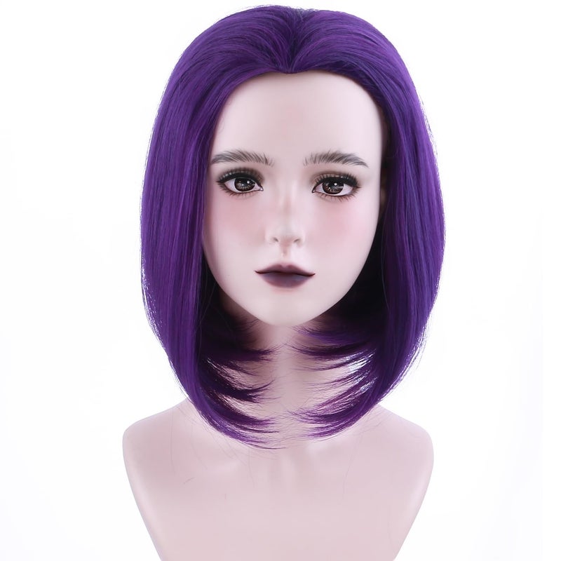 Dark Purple Bob Wig Purple Wig for Women Short Straight Purple Wig Synthetic Cosplay Halloween Party Costume Wig Dark Purple