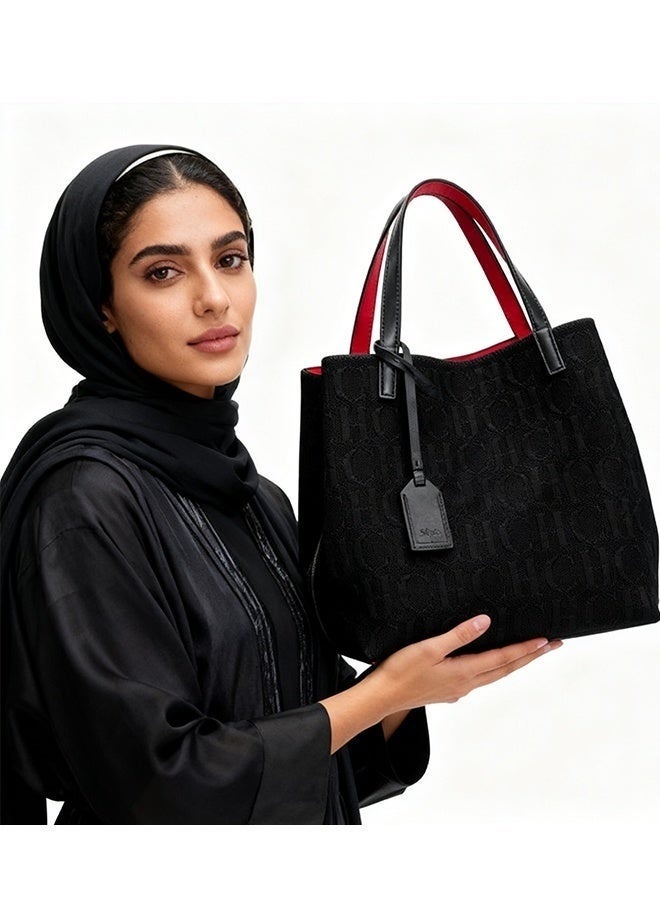 CH CH New Fashionable Design Women's Large-capacity Tote Bag Black - Image 2