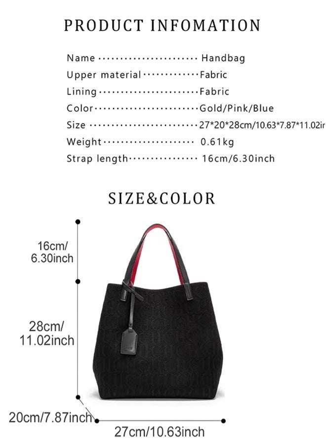 CH CH New Fashionable Design Women's Large-capacity Tote Bag Black - Image 3