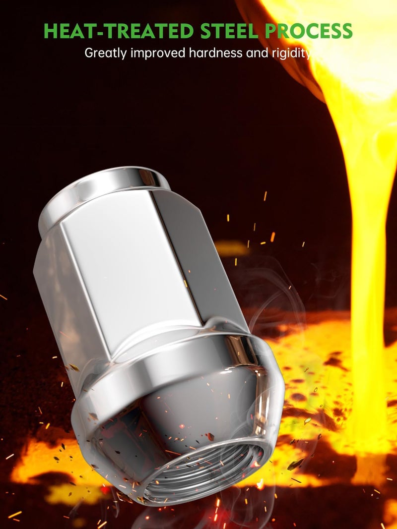 AUTOPTIM M12x1.5 Wheel Lug Nuts - Replacement for 2006-2020 Ford Fusion 2000-2018 Focus 2001-2023 Escape, 2006-2017 Jeep Compass Patriot, Chevy Equinox Malibu Aftermarket Wheel, 20PCS Chrome Closed End Lug Nut - Image 5