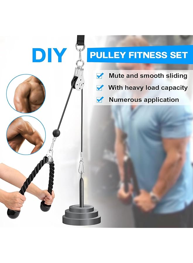 X spring Pulley System Gym Upgraded Cable Pulley Attachments Gym Pulley Systems with Adjustable Length Cable Tricep Rope 2m Cables Loading Pin 3 Carabiner and Hanging Strap - Image 4
