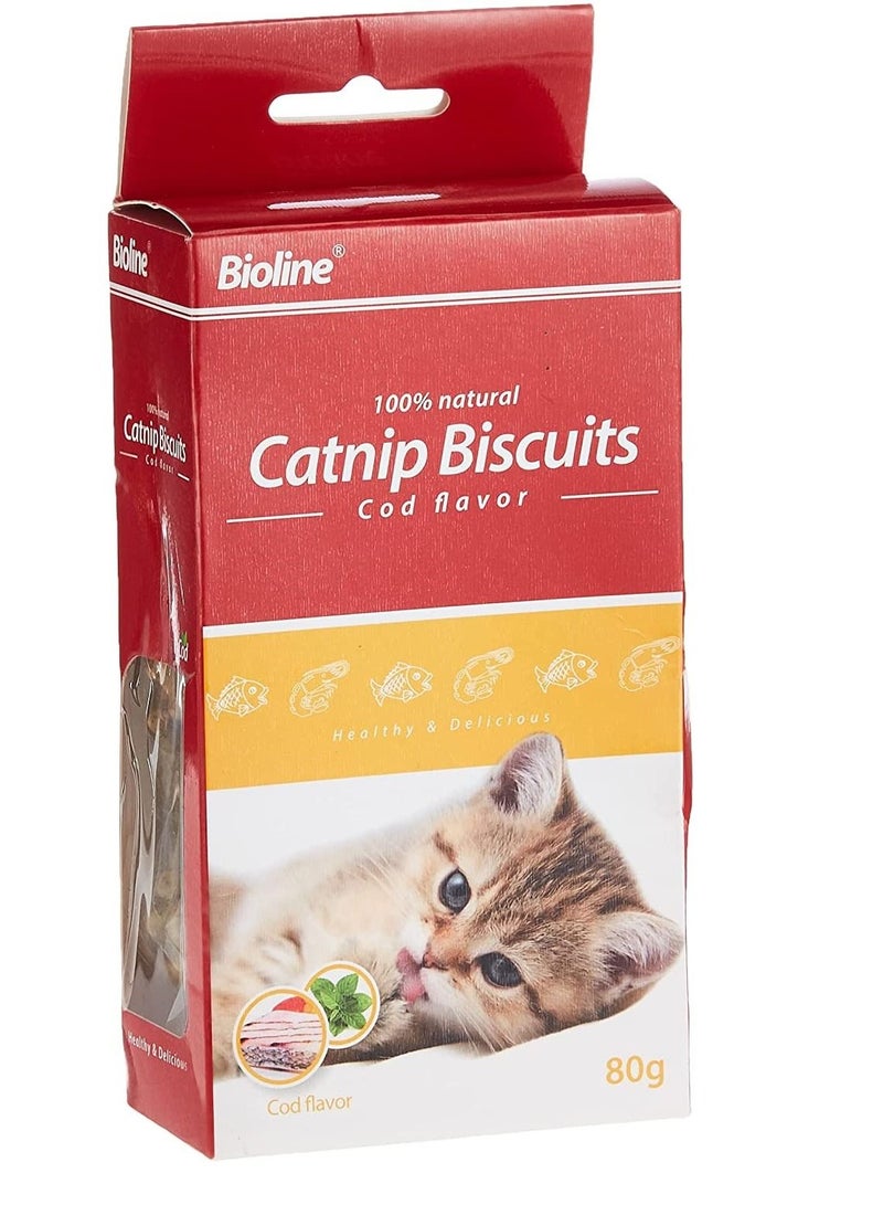 Bioline Cod Flavor Catnip Biscuits 80 g