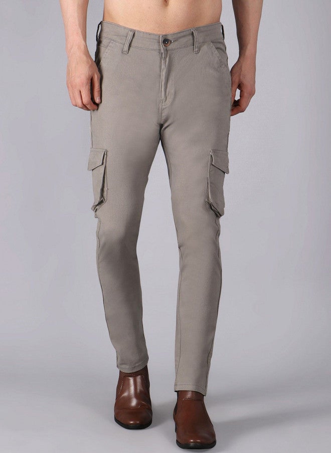 Hence Men's Relaxed Tapered Fit Grey Cargos Trouser with 6 Pockets - Image 1