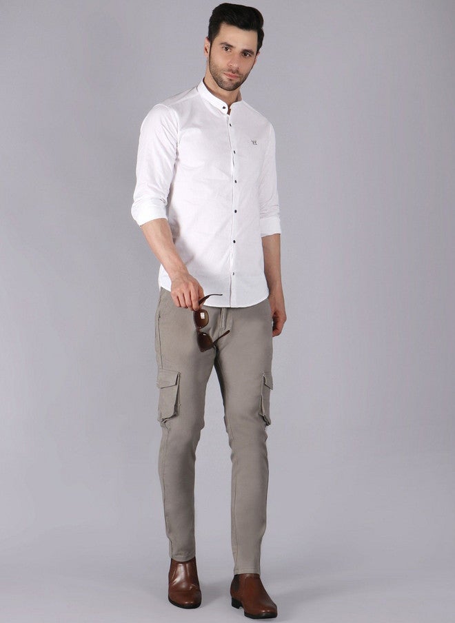 Hence Men's Relaxed Tapered Fit Grey Cargos Trouser with 6 Pockets - Image 4