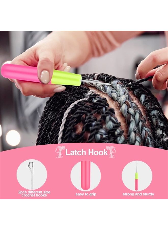 SWEET VIEW Passion Twist Crochet Hair Extensions Tool, 5Pcs Different Size Crochet Hooks for Hair, 1Pcs Edge Brush 1Pcs Bristle Hair Brush 1Pcs Rat Tail Comb 2pcs Gator Clips - Image 4
