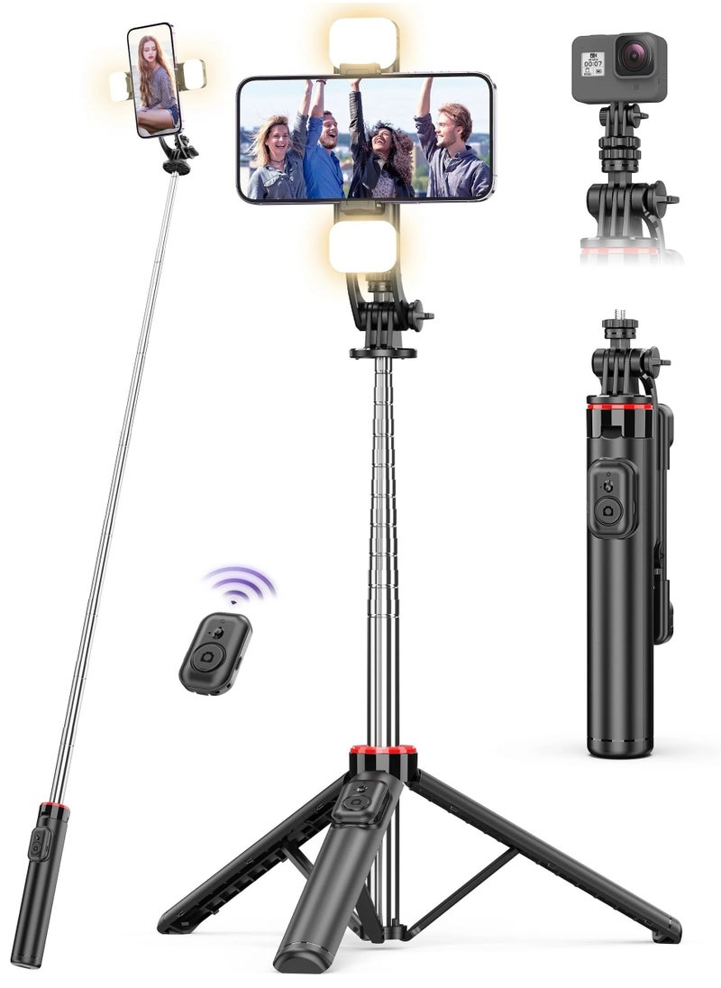 Generic - Selfie Sticks Tripod,Separate design smartphone tripod Stand with Wireless Remote Control and Double fill light Portable Retractable Cell Phone Tripod for iPhone/Samsung/GoPro/Android Phone - Image 1
