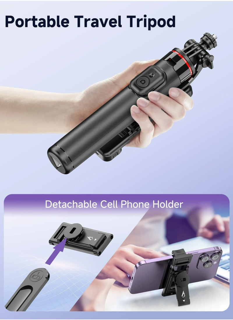 Generic - Selfie Sticks Tripod,Separate design smartphone tripod Stand with Wireless Remote Control and Double fill light Portable Retractable Cell Phone Tripod for iPhone/Samsung/GoPro/Android Phone - Image 1