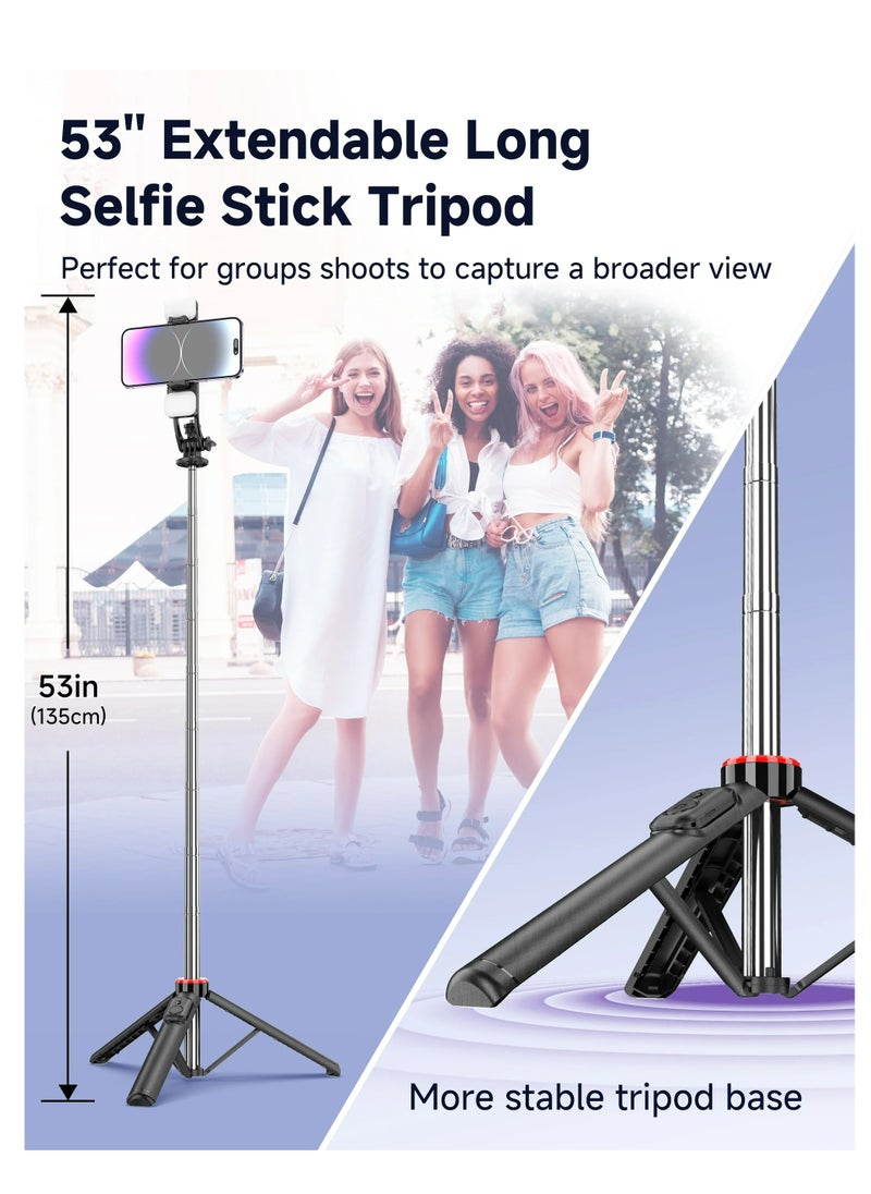 Generic - Selfie Sticks Tripod,Separate design smartphone tripod Stand with Wireless Remote Control and Double fill light Portable Retractable Cell Phone Tripod for iPhone/Samsung/GoPro/Android Phone - Image 1