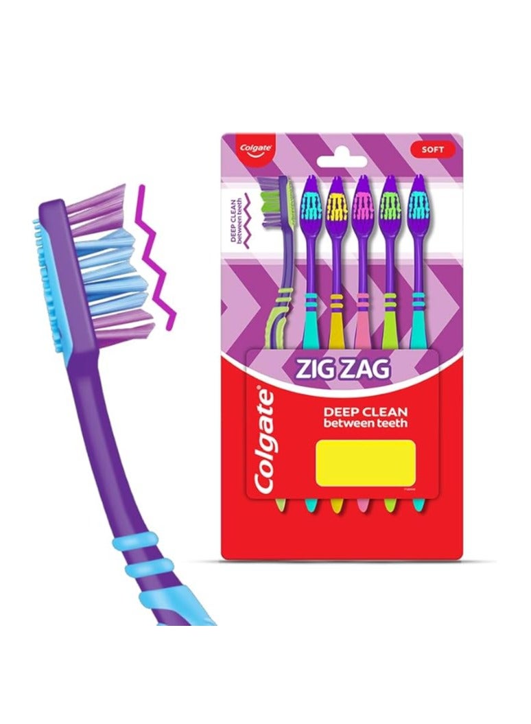 Colgate ZigZag Soft Bristle Toothbrush - 6 Pcs - Image 1