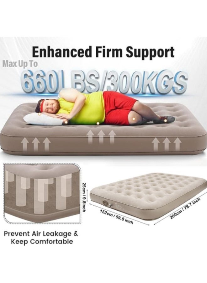 GGEROU مرتبة هوائية مع مضخة كهربائية مدمجة، وسادة نوم هوائية قابلة للنفخ، سرير محمول قابل للطي، سجادة خارجية قابلة للنفخ 200 * 152 * 25 سم - Image 2