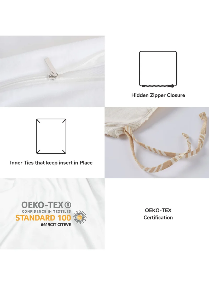 Donetella 3 Piece Duvet Cover Set Cotton Beige/Ivory King
