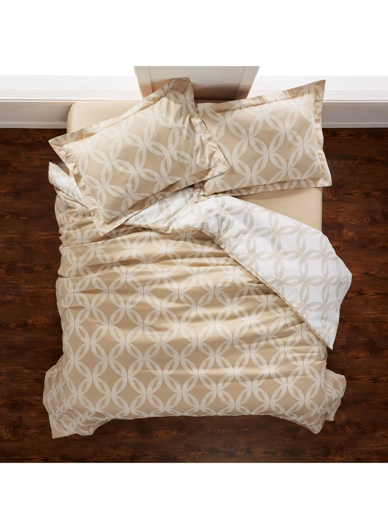 Donetella 3 Piece Duvet Cover Set Cotton Beige/Ivory King