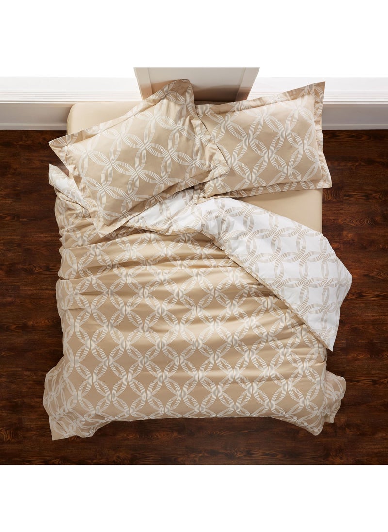 Donetella 3 Piece Duvet Cover Set Cotton Beige/Ivory King  - Image 2