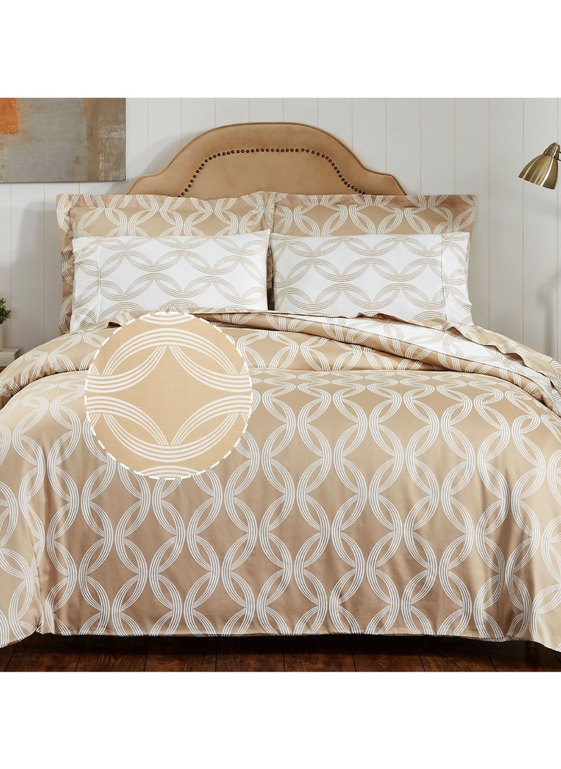 Donetella 3 Piece Duvet Cover Set Cotton Beige/Ivory King  - Image 3