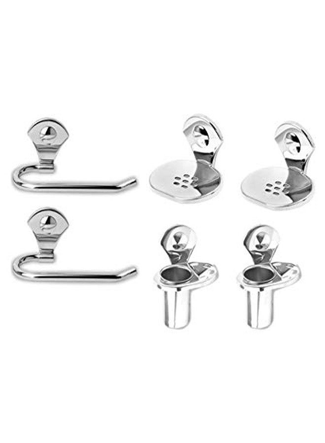 Handy Bathoom Accessories Set, Stainless Steel Bathroom Accessories Set, Stainless Steel Bathroom Accessories Wall Mount Set of 6 Pieces(2 Napkin Ring, 2 Toothbrush Holder, 2 Soap Dish) - Image 1