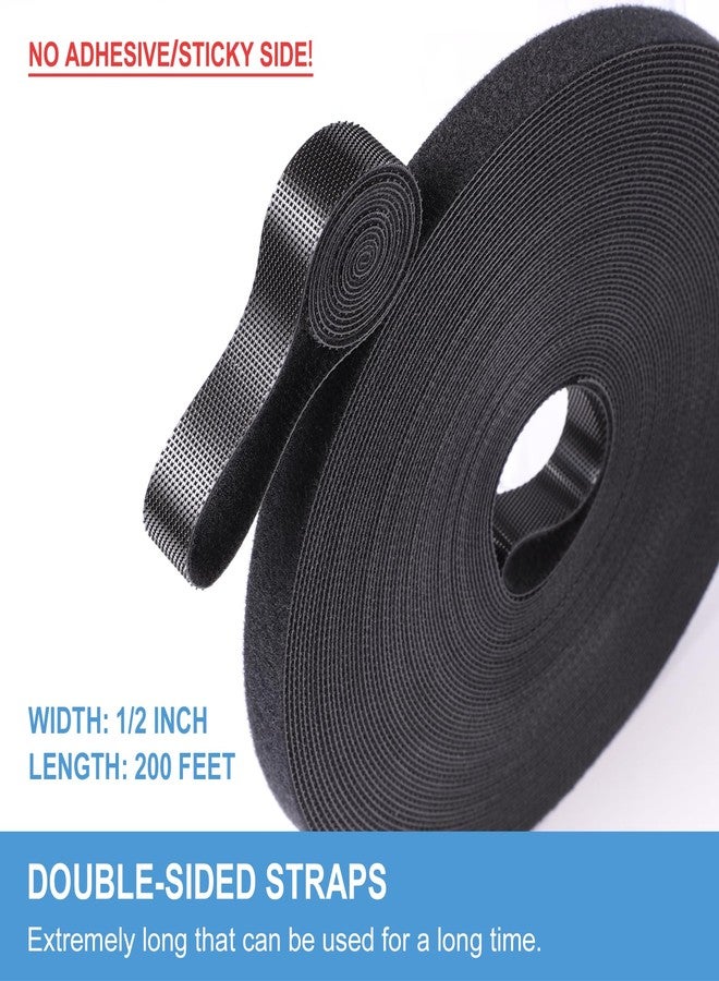 QTBLY 1/2in x 200ft Hook and Loop Roll | Double-Sided Strips, Self-Gripping Straps | Reusable Multi-Purpose Wrap Fasteners for Home, Office, Data Center, and More (100ft x 2 Rolls) - Image 2