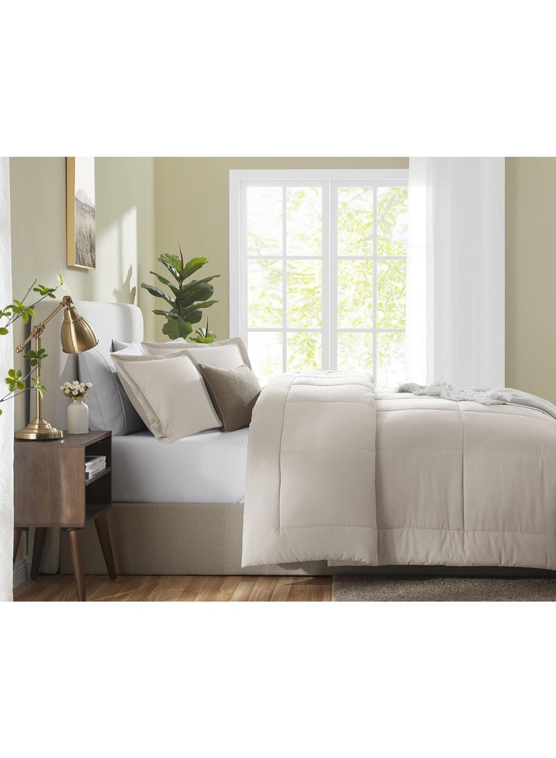HEBE Hebe Queen Size Comforter Sets - Beige Comforter Queen Size, 3 Pieces Box Stitched Soft Lightweight Bed Set, All Season Beige Bedding Sets with 1 Down Alternative Comforter and 2 Pillow Shams 240 x 220 cm  - Image 4