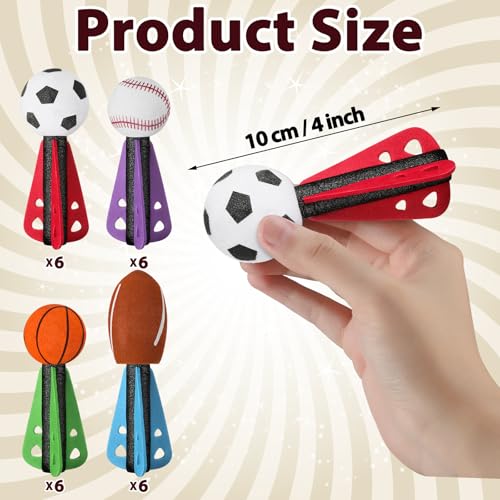 JellyArch 24 Pcs Mini Foam Sports Balls Sports Birthday Party Favor Dart Missiles Rocket Party Favor 4 Inch Basketball Baseball Soccer Football Launcher Sport Themed Gifts Goodie Bag Stuffer - Image 5