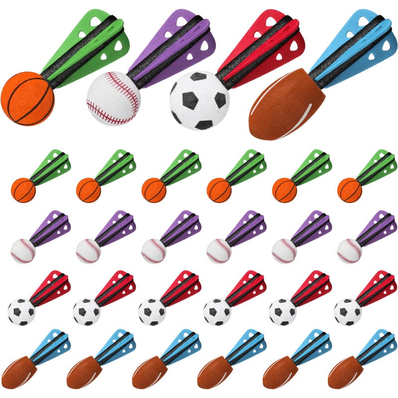 JellyArch 24 Pcs Mini Foam Sports Balls Sports Birthday Party Favor Dart Missiles Rocket Party Favor 4 Inch Basketball Baseball Soccer Football Launcher Sport Themed Gifts Goodie Bag Stuffer - Image 3