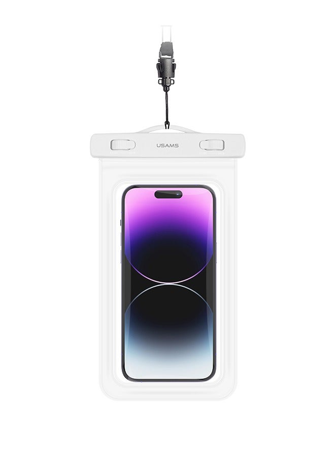 Usams 7 inch Mobile Phone Waterproof Bag Floating Airbag Swimming Bag Pouch Phone Protective Case White - Image 1